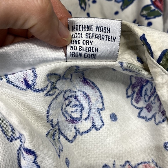 Vintage Capacity Blue White Floral Shirt Shorts Set Medium 90s - Picture 7 of 8